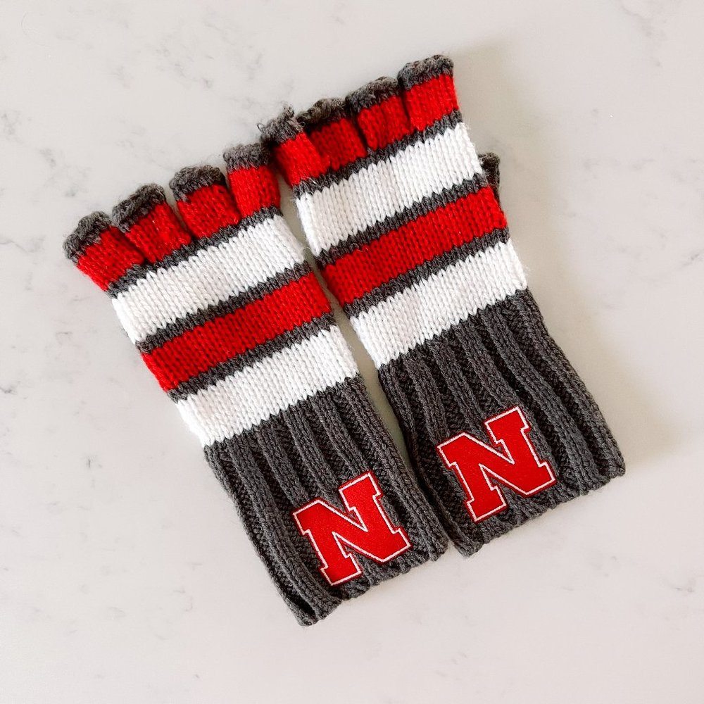 Nebraska Cornhusker Huskers Embrodered Fingerless Gloves